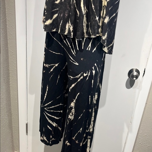 Cream and Black Tie-Dye Wide-Leg Jumpsuit - Picture 13 of 16